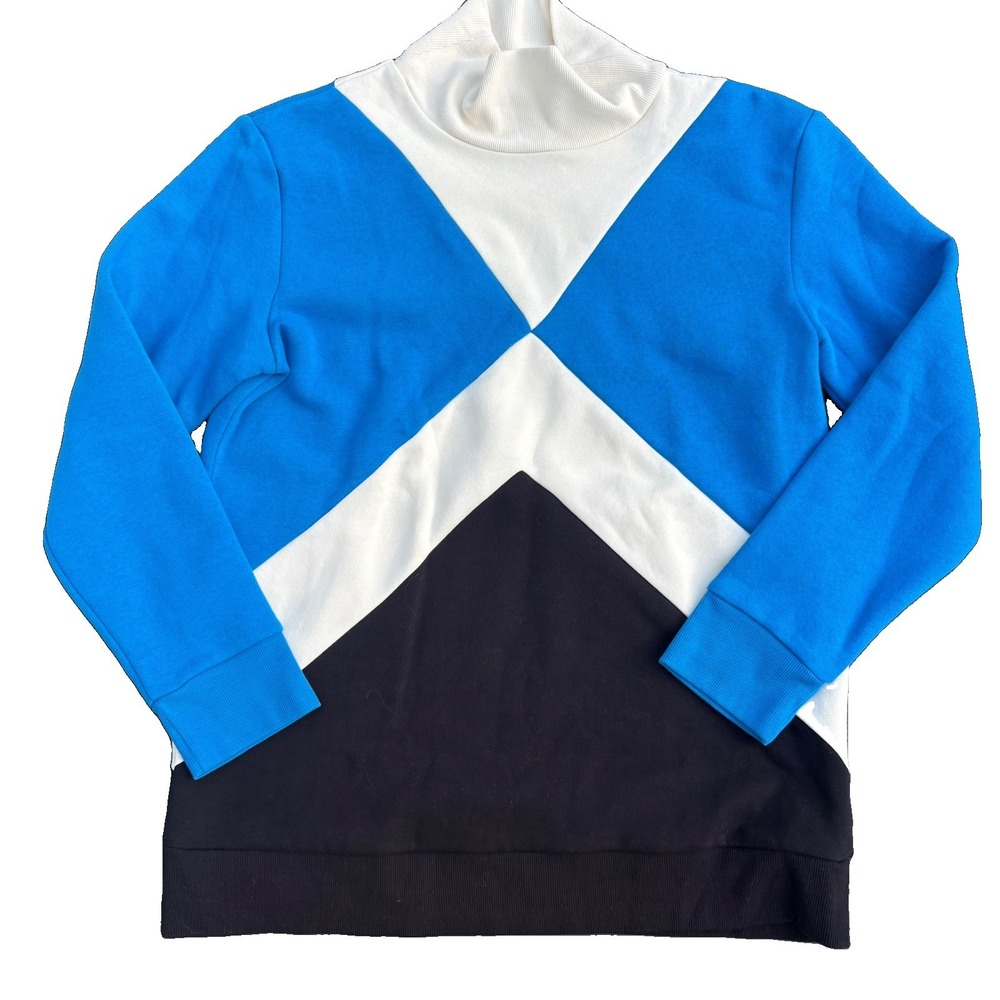 T by Talbots NWT French Terry Colorblock Mockneck Pullover medium Geometric Cozy